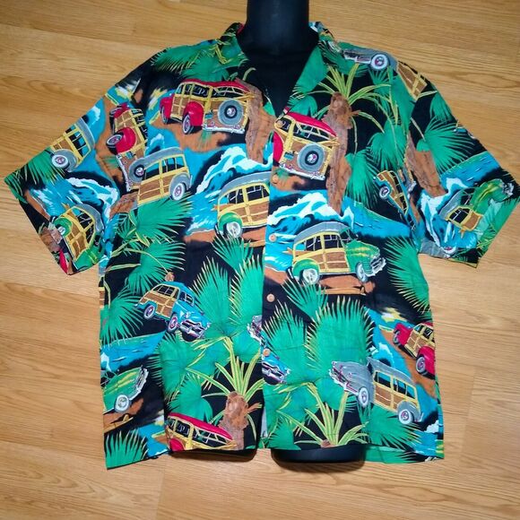 Vtg Mens XL Diamond Head Sportswear Hawaiian Shirt Woodie Waves Windmill Palms - Picture 2 of 5